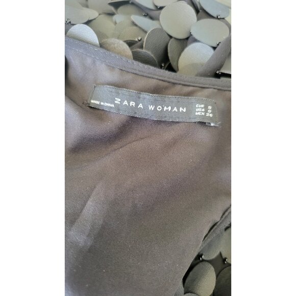 ZARA WOMENS Black Faux Leather Dress Sz S ART of WAR Vegan Party Night Out - Picture 7 of 8